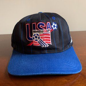 Vintage 1991 Black and Blue Pinstriped USA World Cup '94 SnapBack